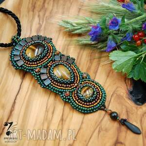 Prezent Naszyjnik haftowany z tygrysim okiem, słowiański