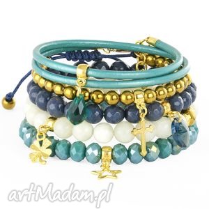 handmade baya 5 seagreen, navy blue, gold & cream