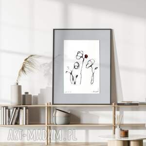 Prezent z ramą - nr 7 maki, obraz akwarela, kobieca grafika