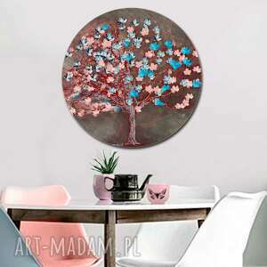obraz okrągły na szkle akrylowym drzewo słodyczy, średnica 70 cm, nowoczesny
