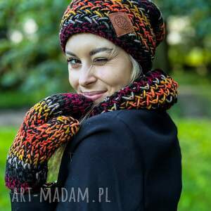 Ciepła czapka MERINO 50%- Ciemna jesień” EXPLORER