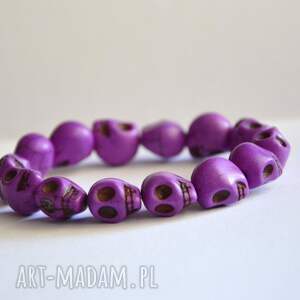 handmade bracelet by sis: fioletowe czaszki z kamienia