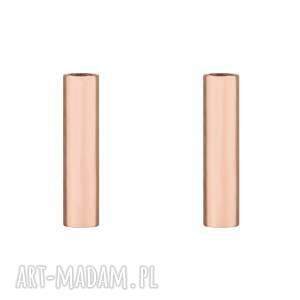 rurki z różowego złota, kolczyki, pozłacane, sztyfty
