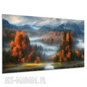 Obraz na płótnie góry we mgle 120x80 cm - jesienny las