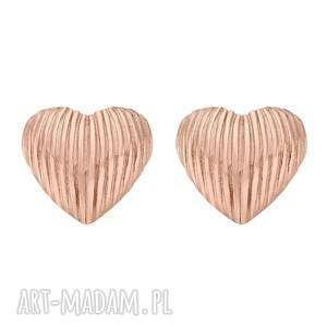 kolczyki serca z różowego złocenia, sercami, serduszka, serduszkami, ozdobne