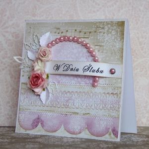 handmade scrapbooking kartki różowe perełki na ślub