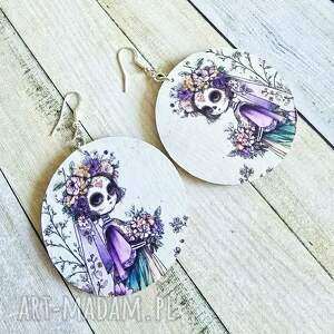 stworki we wzorki kolczyki wiszące - da de los muertos, halloween kościotrup