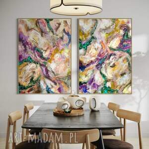 zestaw obrazów dyptyk 100x80 cm, nowoczesne obrazy, obraz do salonu