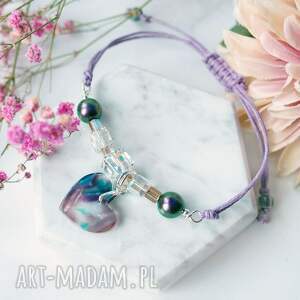 śliczna bransoletka z serduszkiem i perłami swarovski, biżuteria sercem, perły