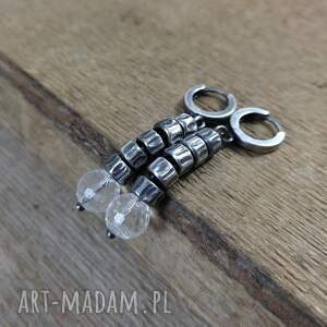 Kolczyki - przekładki z kwarcem, kwarc, srebro 925