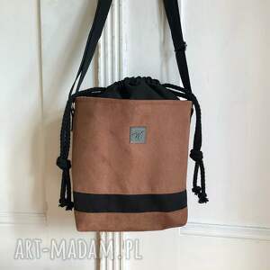 handmade na ramię torebka brązowa z czarnym april mnin