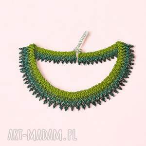 Kolia koralikowa zielony gradient | ręcznie robiona biżuteria handmade