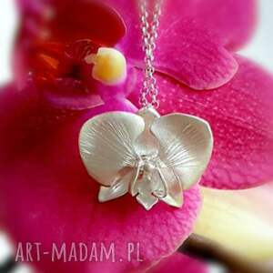 Prezent Zawieszka srebrna - Satynowa orchidea mała, wisiorek 925