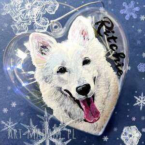 Portret na bombce, bombka, pies, święta, choinka, borzenarodzenie