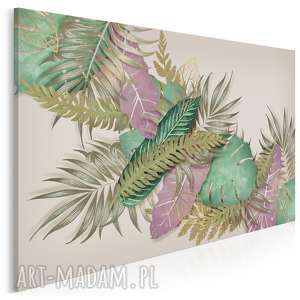 obraz na płótnie - liście dżungla 120x80 cm 51401, rośliny, monstera, paproć