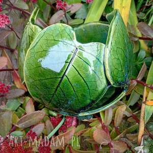 Ceramiczny lampion z liśćmi hortensji handmade