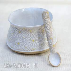 cukiernica z łyżką w stokrotki, pojemnik kuchenny, prezent na gwiazdkę