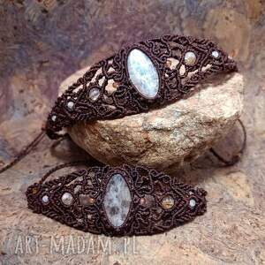 makao agat i cytryn w makramie choker bransoletka z kamieniami naturalnymi