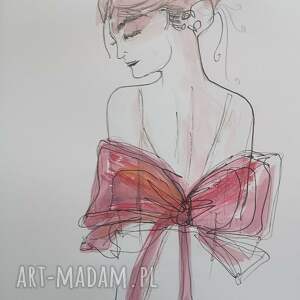 Z kokardą - autorska grafika A4 w technice mieszanej