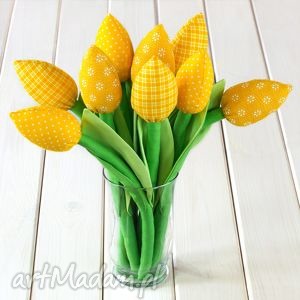 ręczne wykonanie dekoracje tulipany żółty bawełniany bukiet