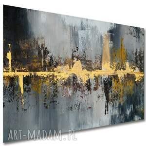 Abstrakcyjny obraz na płótnie 120x80 cm - złoto, szarość i czerń