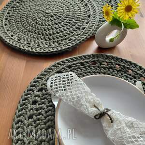 komplet czterech sznurkowych podkładek, podkładki ze sznurka, sznurkowe dodatki