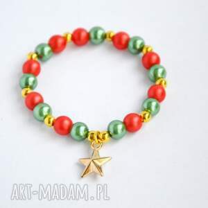 ręczne wykonanie pomysł na prezent świąteczny bracelet by sis: złota gwiazdka w zielono