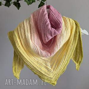 chusta szydełkowa ręcznie robiona 154x65 cm kokonek classic limetka wanilia