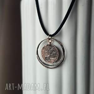 Naszyjnik pełnia księżyca, miedź, biżuteria z księżycem
