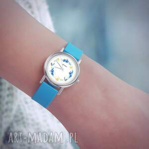 zegarki zegarek mały - wianek, motyle silikonowy, niebieski mamy
