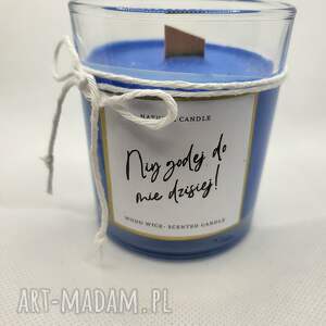 kartkowelove świeczka sojowa z śląskim tekstem, wood wick, prezent urodziny