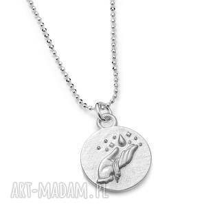 dwustronny talizman z żywiołem wody ze srebra 925, srebrny medalik, biżuteria