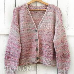 Wełniany Kardigan z delikatym włoskiem, na guziki, rozpinany sweter