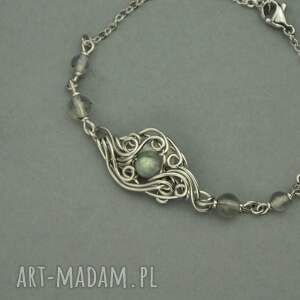 Bransoletka z zielonym labradorytem - wire wrapping