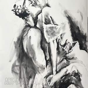 Lovers - autorski obraz z węgla 100x70 cm