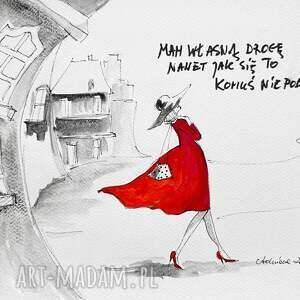 mam własną drogę praca akwarelami oraz piórkiem artystki adriany laube, vintage