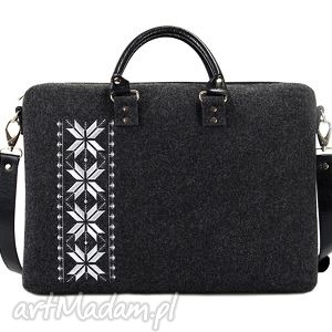 handmade torba filcowa romby srebrne