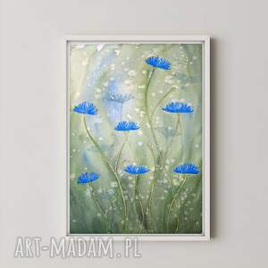 Oryginalna akwarela A3. Chabry, kwiaty, sztuka, trawy