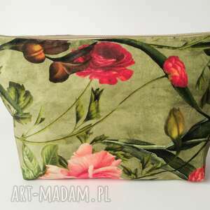 welurowa w kwiaty floralny podróżna, etui