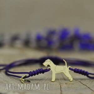 Foksterrier - bransoletka z psem, srebro 925 pozłacane, pies, terierek