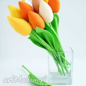 tulipany - bukiet 14 szt bawełnianych kwiatów - tulipany z materiału