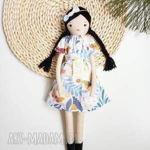 handmade lalki bawełniana szmaciana lalka laleczka w kwiecistej sukience motyle