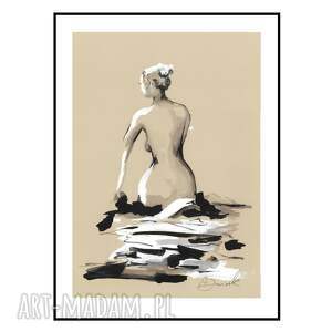 Jestem praca malowana ręcznie 21cm x 30cm, ona, akt, kobieta, a4