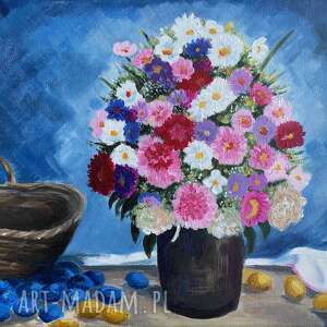 annsayuri art ręcznie malowany obraz bukiet kwiatów - 30x40 cm kuchni