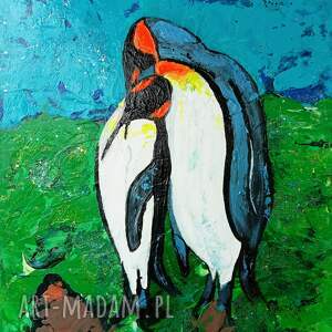 obraz ręcznie malowany na płótnie, icebreakers 3 - devotion, pingwiny zwierzęta
