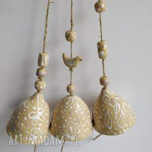 ręcznie wykonane dekoracje zestaw trzech dzwoneczków ceramicznych 3