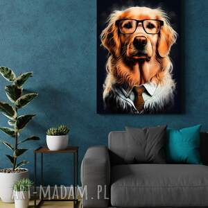portret psa hipsterskiego - lolo wydruk na płótnie 50x70 cm B2 golden