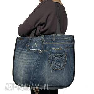 majunto duża torba upcykling jeans desigual i levis 136, recycled