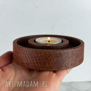 drewniany świecznik na tealight kolor cherry, drewniane ozdoby