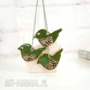 leśne z szyszką, ceramiczne, ptaszki